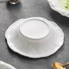 Creative Stone Pattern Edge Ceramic Plate Pure White Salad Plate Dessert Plate Thick Soup Plates Deep Plates Hotel Tableware