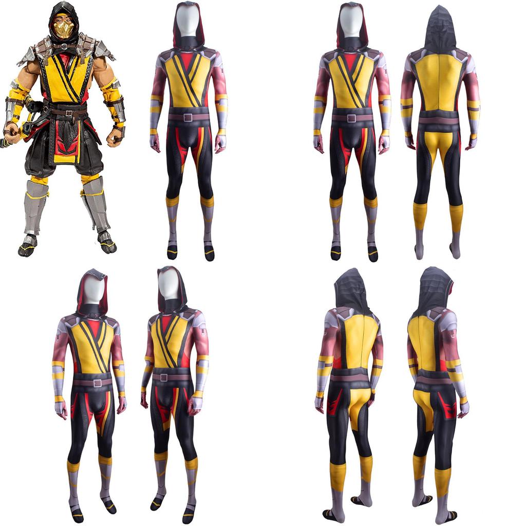 Костюм для косплея Скорпиона из Mortal Kombat из ткани лайкра для фанатов игры