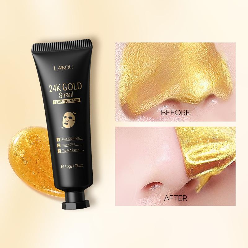 Маска LAIKOU Gold Leaf Snail Tear Mask 50 г, цветная коробка Очищающие средства по уходу за кожей