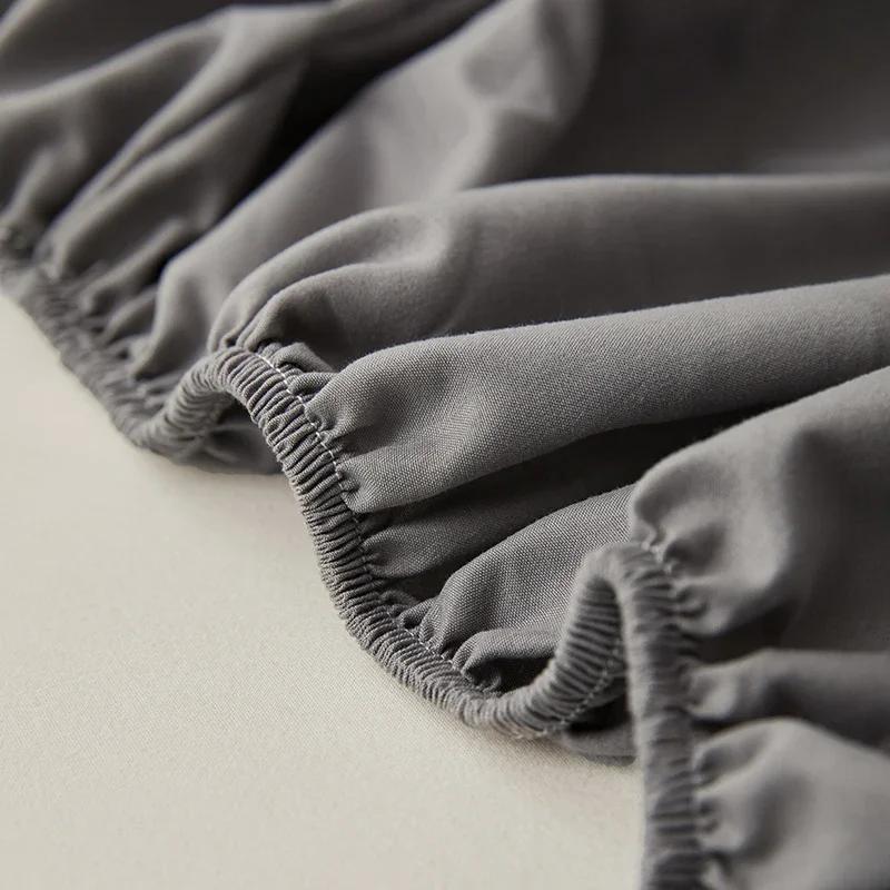 Однотонная водонепроницаемая простыня на резинке, нескользящий регулируемый наматрасник для двуспальной, королевской, полуторной кровати 90/120/150/180/200см