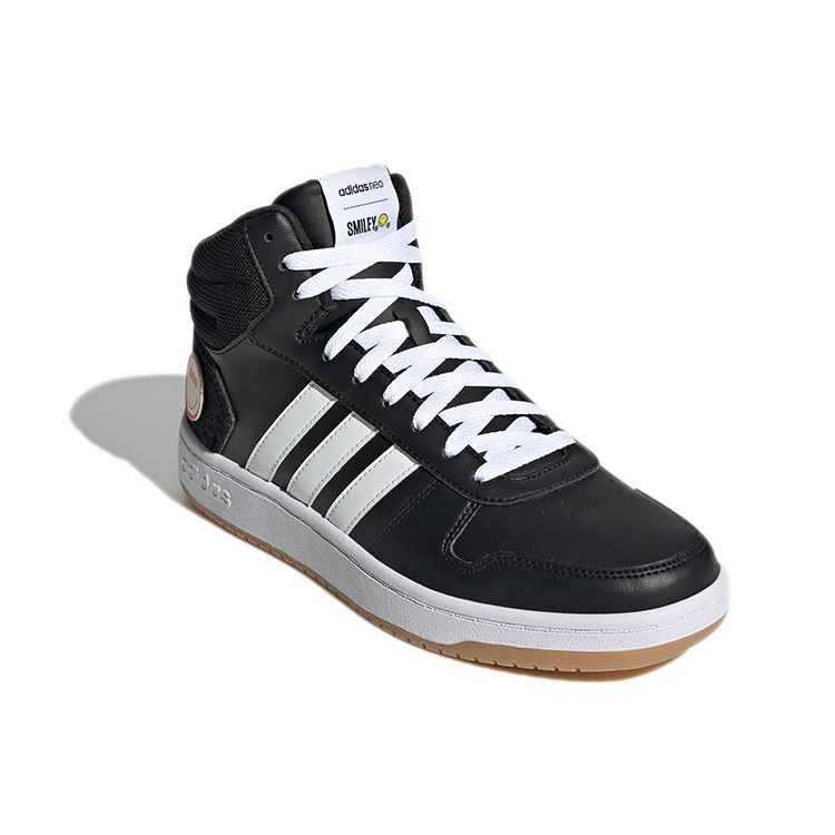 Adidas Neo Hoops 2.0 Mid Round Toe Lace-Up Shock Absorbing Non-Slip Wear-Resistant Basketball Shoes Men Sneakers Black White GY7616