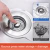 Stainless Steel Kitchen Sink Filter 3-in-1 Design Odor Blocking Anti-Clog Universal Fit Fruit Vegetable Sink Strainer