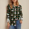 Women's Shirt Blouse Christmas Print Button Long Sleeve Casual Basic Shirt Collar Regular Top