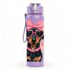 1PC Dachshund Dog Pink Bow Heart Print 750ml Color Plastic Sports Water Bottle Leakproof Flip Straw Lid Suitable for Sports Office Home Use