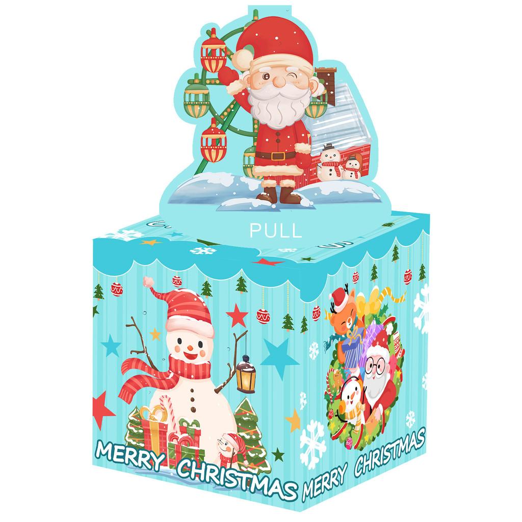 Snowman Blue Santa Claus Pattern Gift Box Christmas Decoration Prop Atmosphere