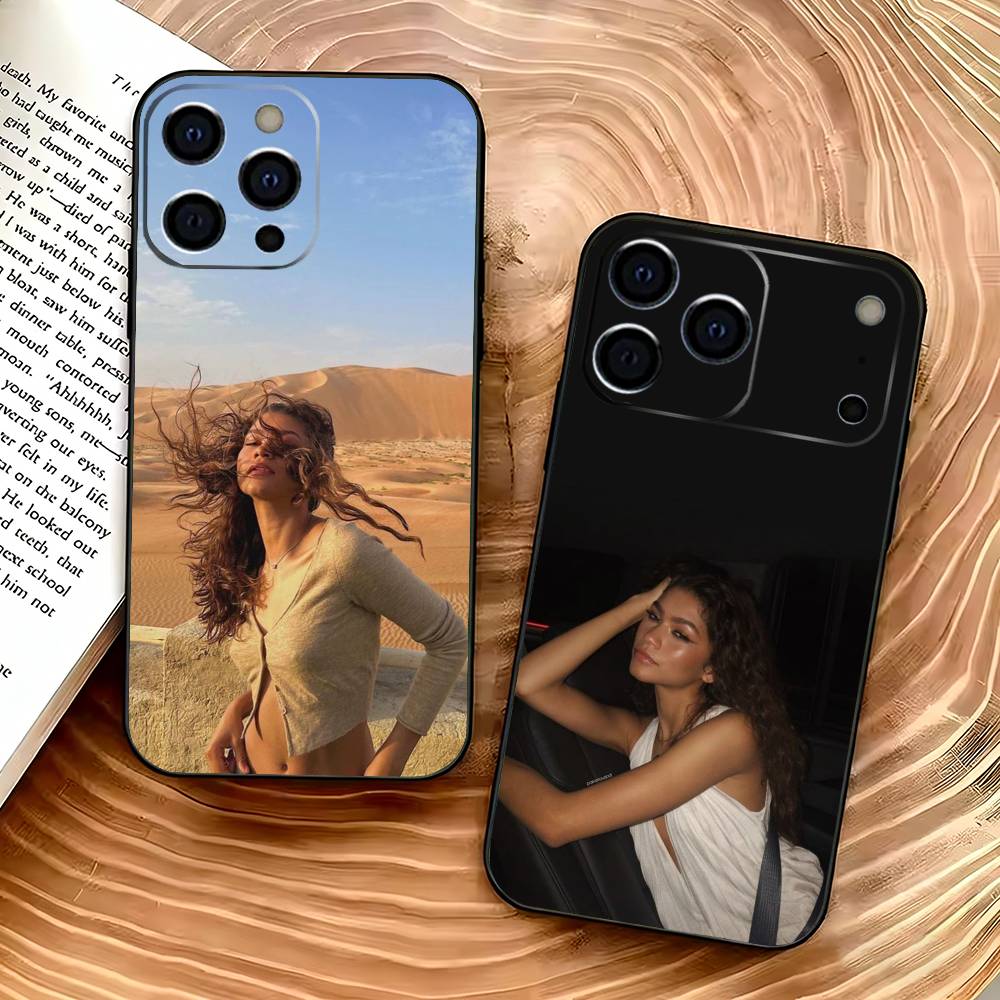 Z-Zendaya Phone Case For iPhone 17,16,15,14,13,12,11 Plus,Pro Max,XS,Soft Silicone Black Cover