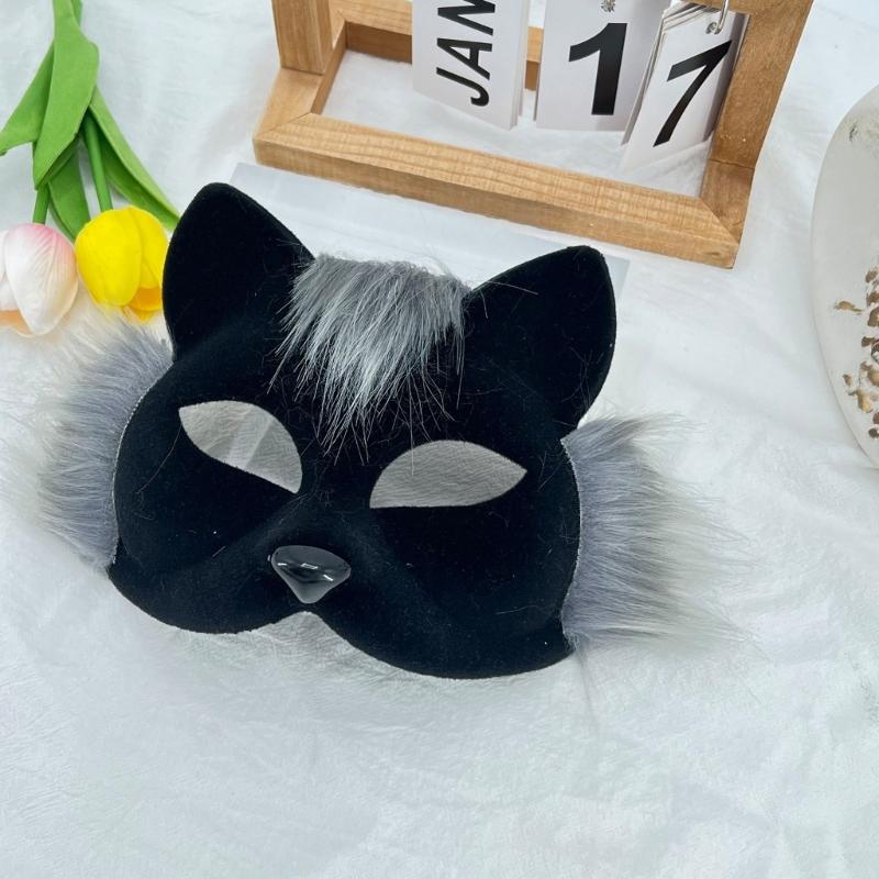 Мягкая маска для лица с кошачьей мордочкой для косплея и Хэллоуина, маска для вечеринки-карнавала с регулируемой эластичной лентой, удобная в носке