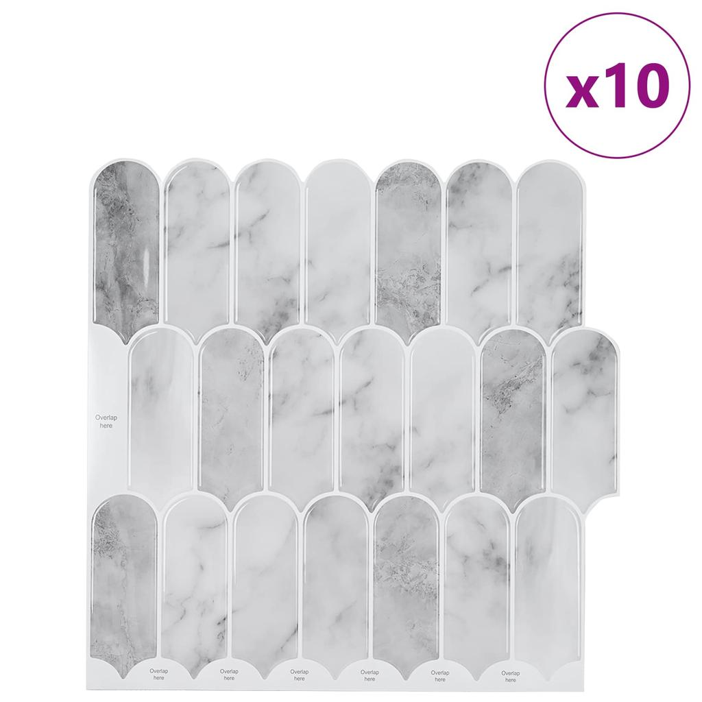 Feather Tile 10 pcs Gray Marble 30 x 30 cm Polyurethane and PET