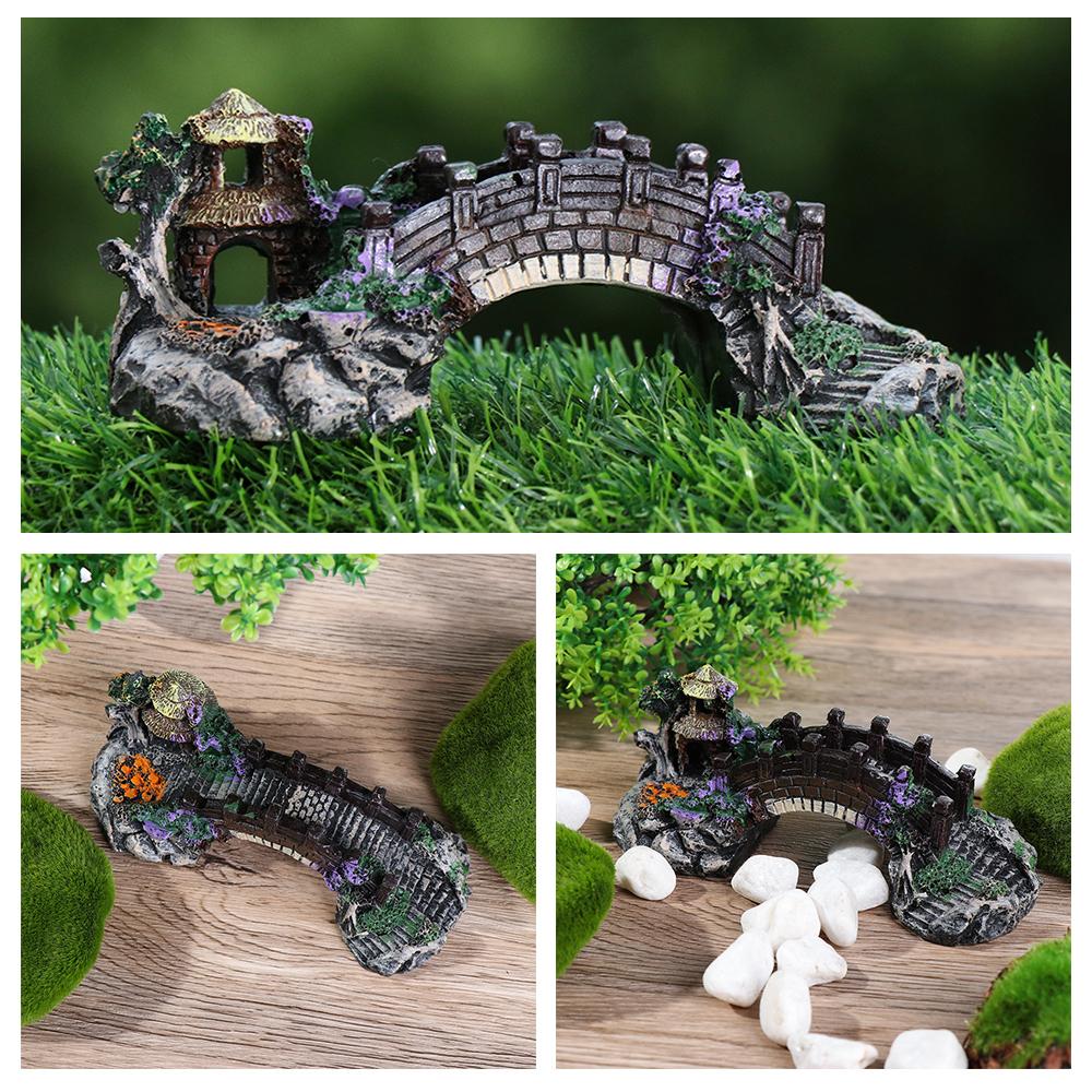 Дерево Растение Искусственный Ландшафтный Дизайн Смола Аквариум Украшения Искусственный Мост Каменистая Горка Украшение для Аквариума