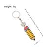 Creative Cartoon Pencil Keychains Wooden Colorful Pencil Heart-shaped Tag Keychains Present for Students Teachers