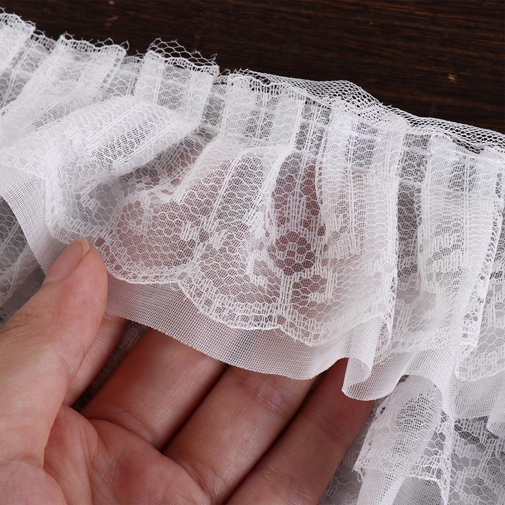 Soft Chiffon Edge Lace Exquisite Embroidery Collar Ribbon Tulle Lace Fabric Trim Ribbon  Cuffs