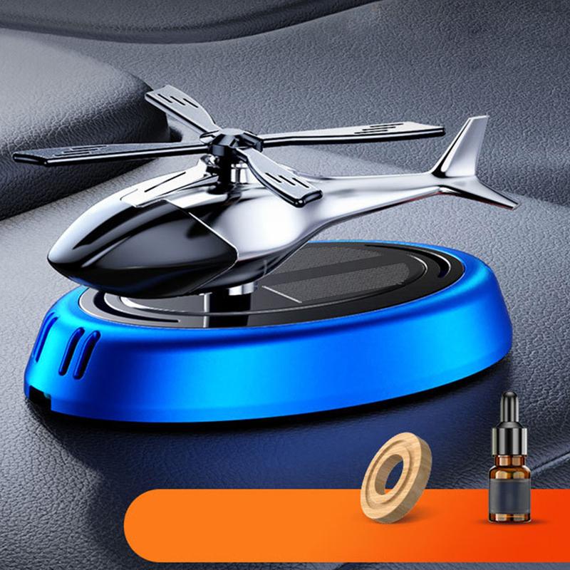 Solar Helicopter Car Air Freshener with Rotating Decor Car Fragrance Mute,Auto Aroma Diffuser for Interior/Office Gift Alloy+ABS