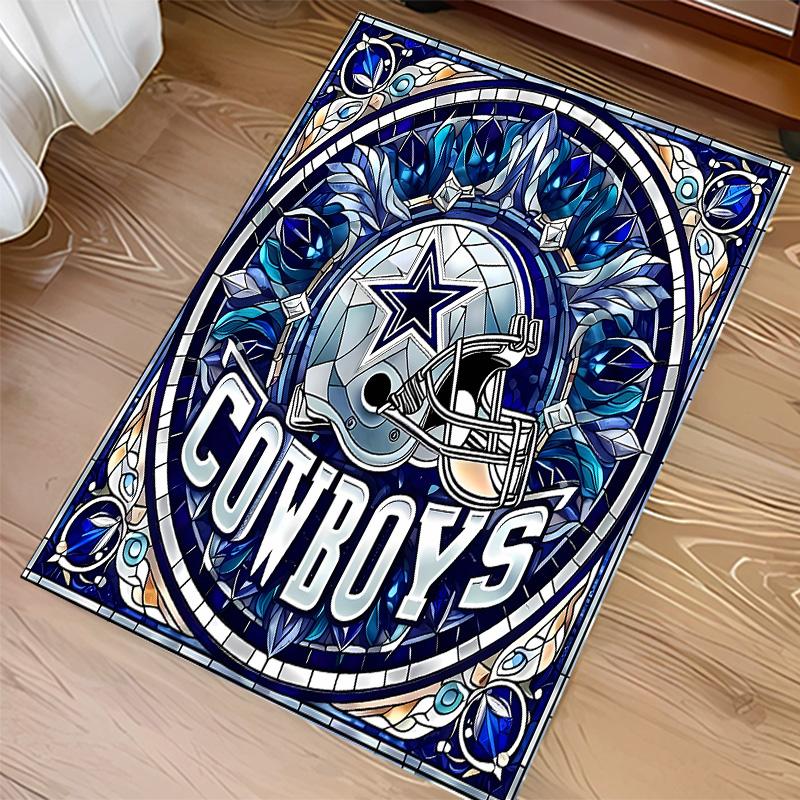 Dallas Cowboys Print Area Rug - Soft, Washable Non-Slip Indoor Mat for Office Chairs, Living Room, Home Office Decorative Rug