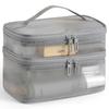 Double Layer Zipper Mesh Toiletry Bag Portable Travel Nylon Makeup Cosmetics Storage Organizer