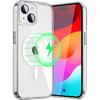 Case for iPhone 15 with Magnetic Ring, Shockproof Transparent Hard + Tempered Glass Protection Rear Camera