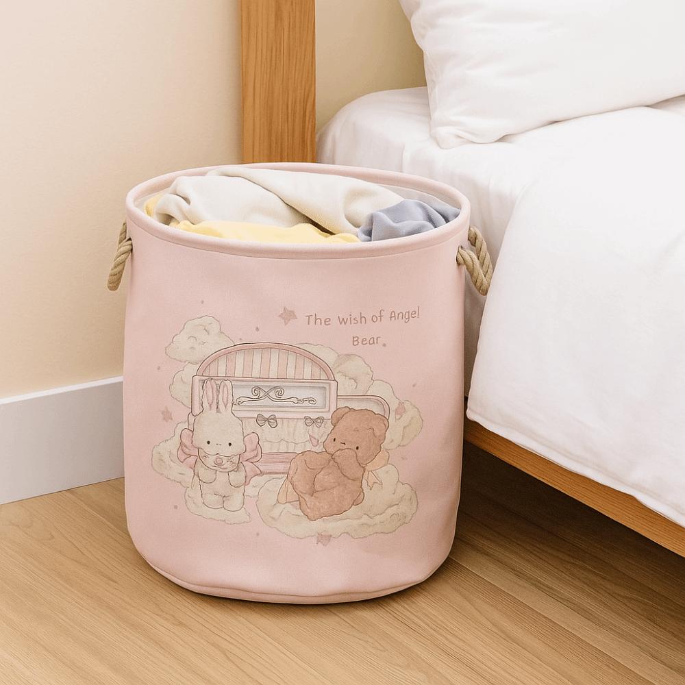 Round Shape Dirty Clothes Basket Cartoon Sundries Storage Basket Laundry Hamper  for Home