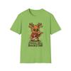 Unisex Softstyle T-Shirt Cute Reindeer Christmas Sweater Pink Guitar Winter Art