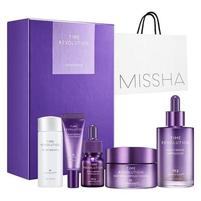 MISSHA Time Revolution Night Repair 5X Подарочный набор: Ночная восстанавливающая сыворотка и крем 5X, Первая эссенция 5X для молодой, сияющей кожи