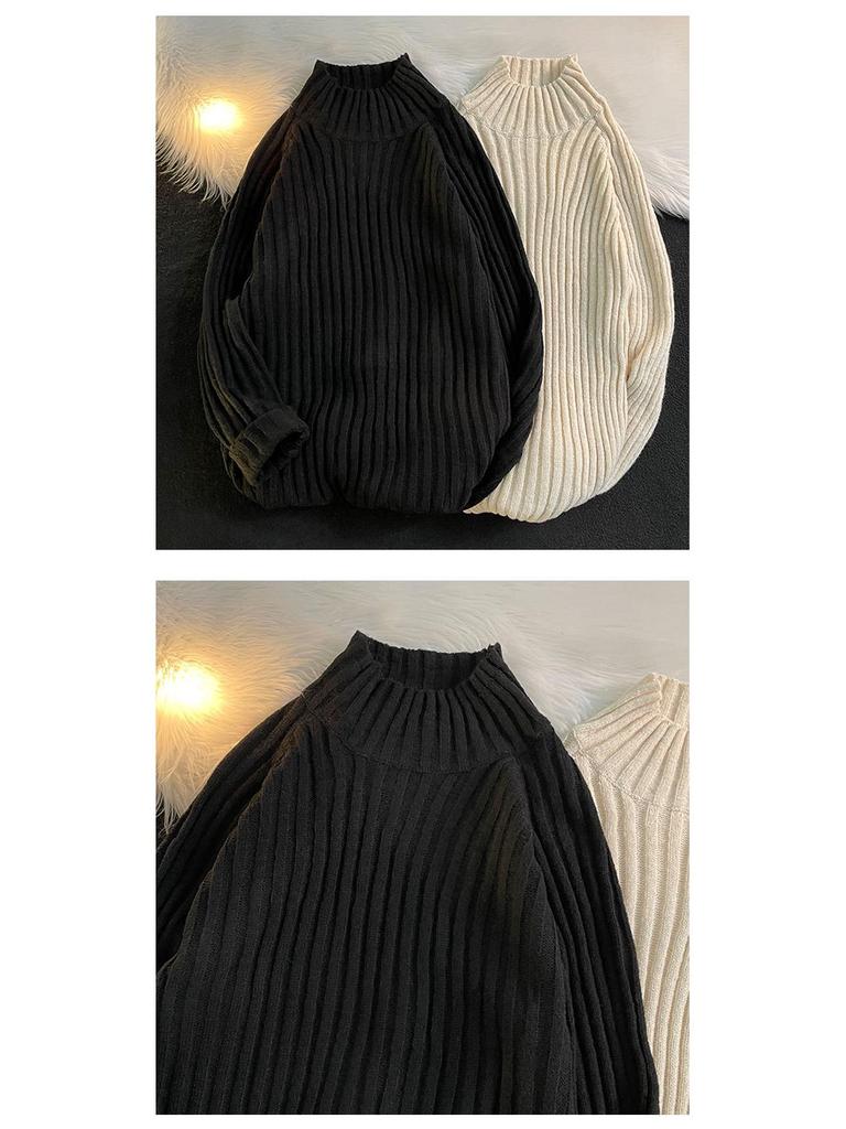 Унисекс свитер с высоким воротником в гонконгском стиле для зимы: Универсальный пуловер в стиле Харадзюку.