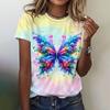 Летняя футболка с градиентным принтом для женщин, топы с рисунком бабочек, модная повседневная свободная футболка большого размера с коротким рукавом, эстетичный сгусток