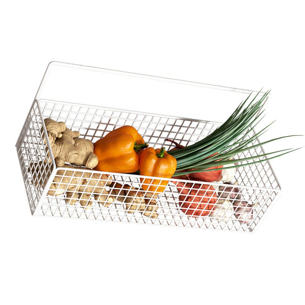 Корзина для хранения из проволоки, металлическая настенная подвесная корзина для фруктов, органайзер с клеем для кухни