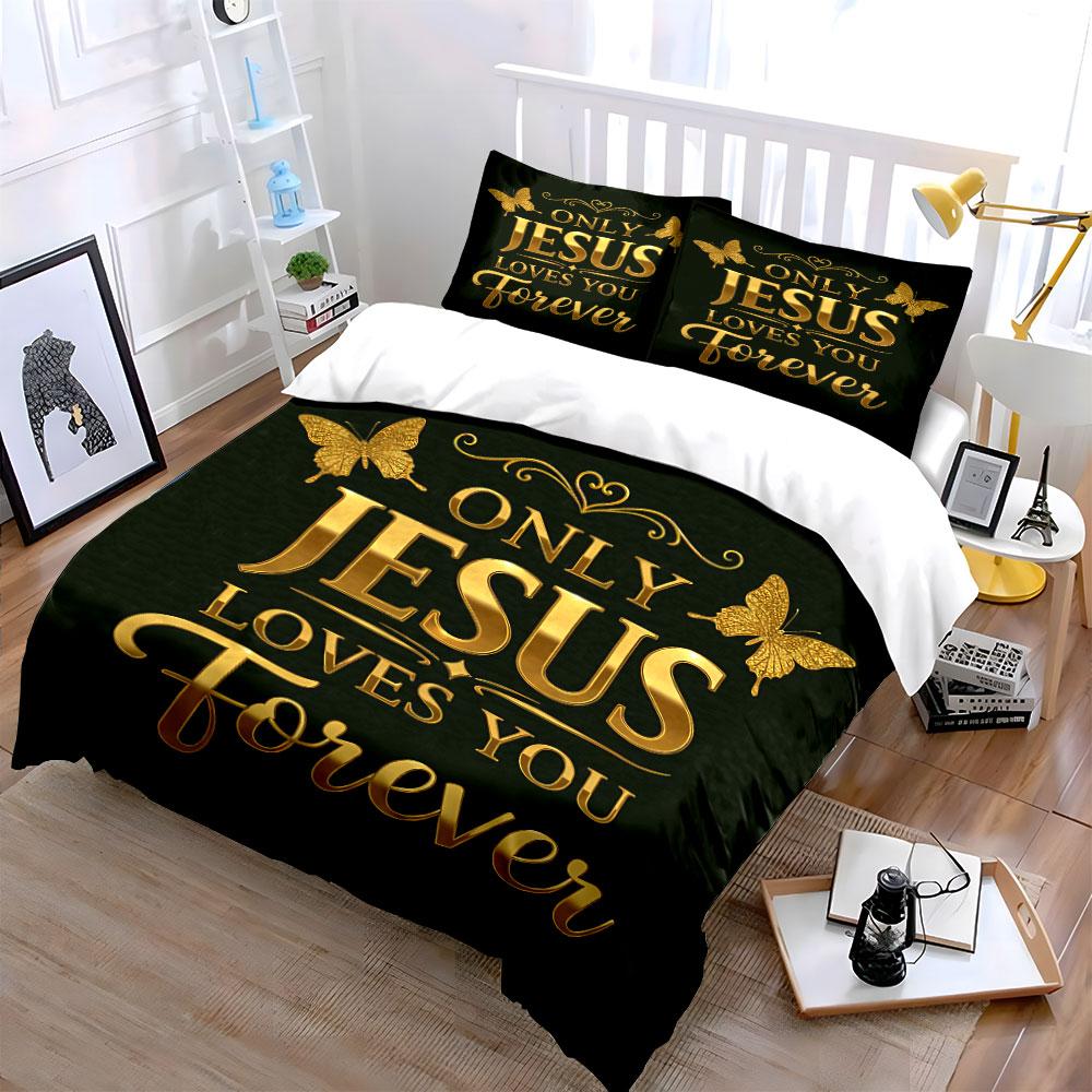 "Only Jesus Loves You Bedding" Bedding Duvet Cover Set Duvet Cover Pillowcases (1 * Duvet Cover 2 * Pillowcases, without duvet insert)