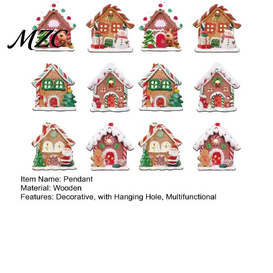 Cute Holiday Party Favors 12Pcs Wooden Gingerbread House Ornaments for Christmas Tree Decorations, Rustic Hanging Xmas Man Decor with Festive