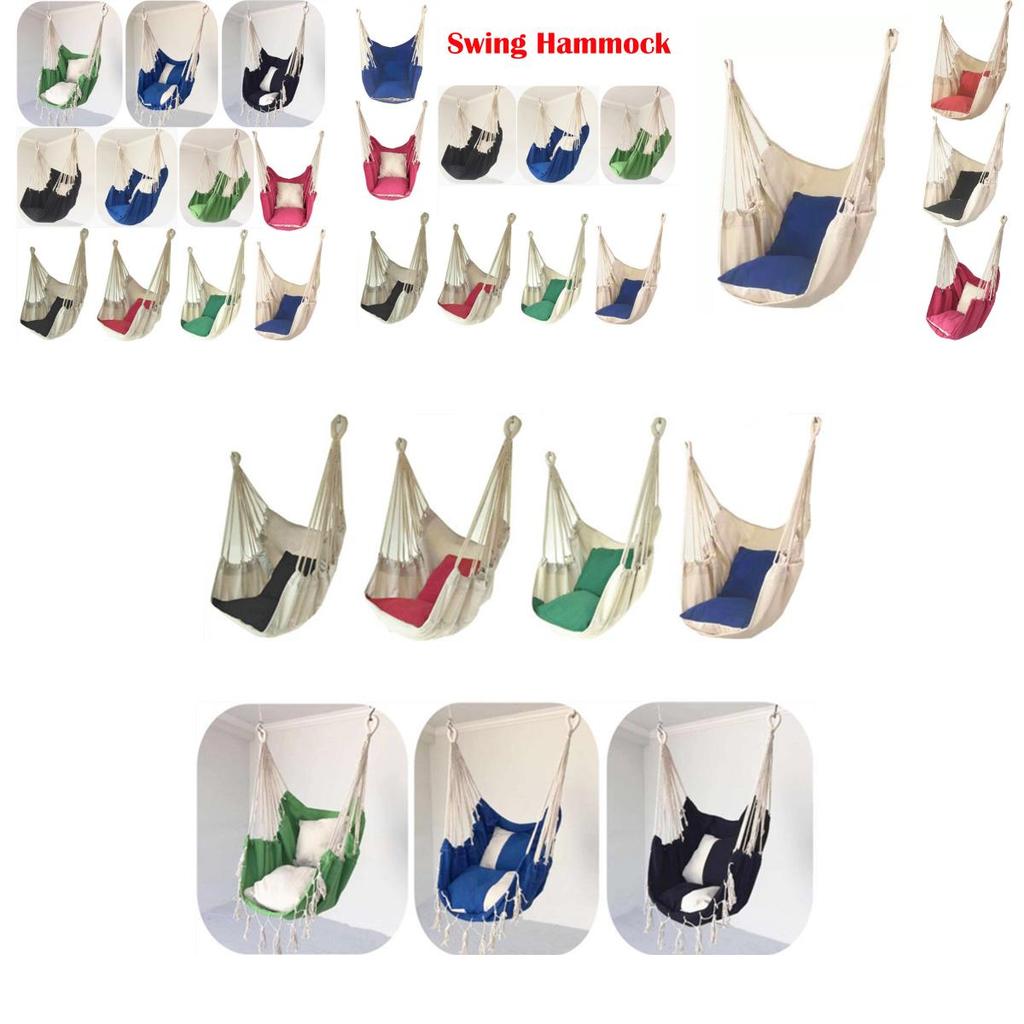 Стильное подвесное кресло-гамак для отдыха на открытом воздухе с мягкими подушками и прочными веревками
