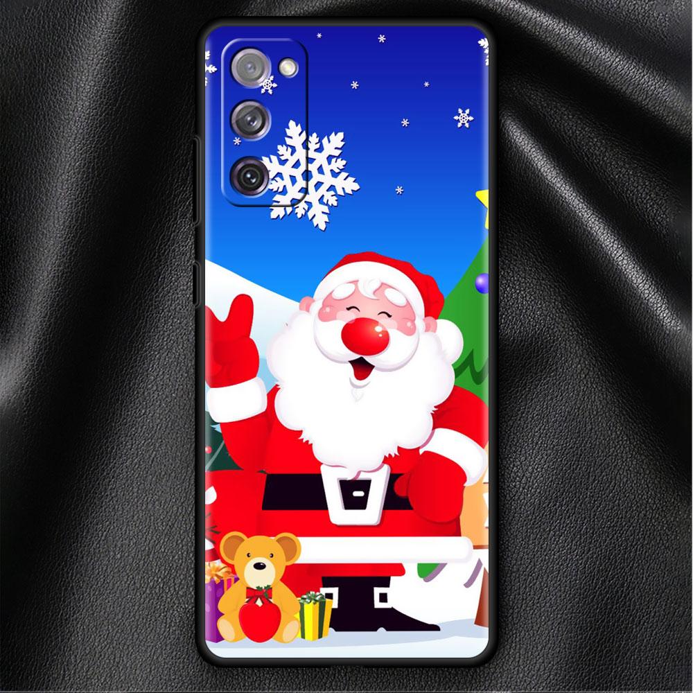 Чехол-бампер для Samsung Galaxy S22 Ultra S21 FE S20 Plus S10 Lite Чехол для телефона S10e S9 S8 S7 Силиконовый чехол Рождественский Санта-Клаус