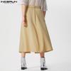 INCERUN Men Solid Color Zipper Up Belted Shorts Skirts Irregular Kilts