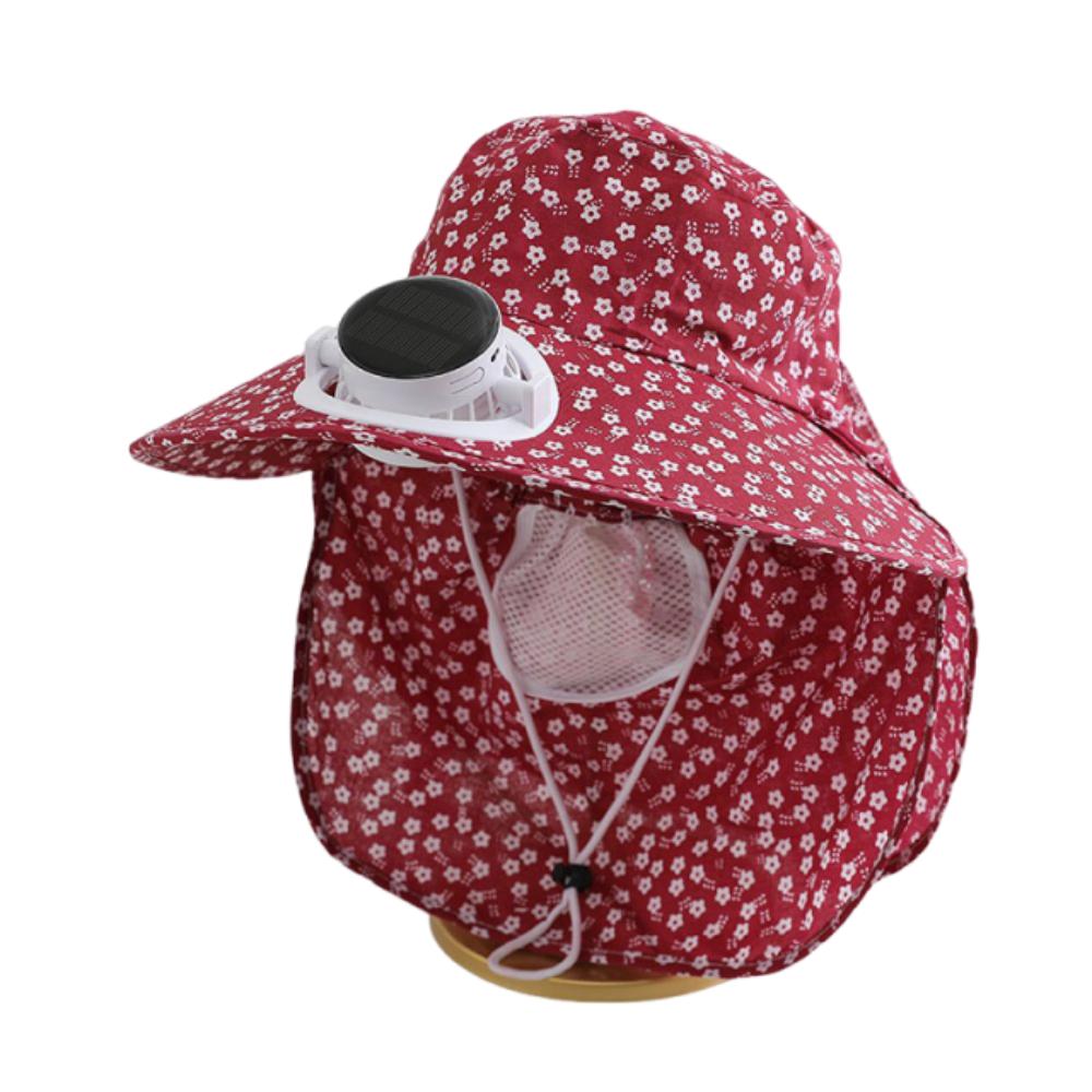UV Protection Wide Brim Fan Hat Elastic Cooling Sunshade Hat Solar Fan Hat Camping