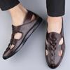 Summer Business Leather Sandals with Breathable Soft Soles Men Outdoor Casual Flats Fashion Sandals Genuine Leather Beach Shoes