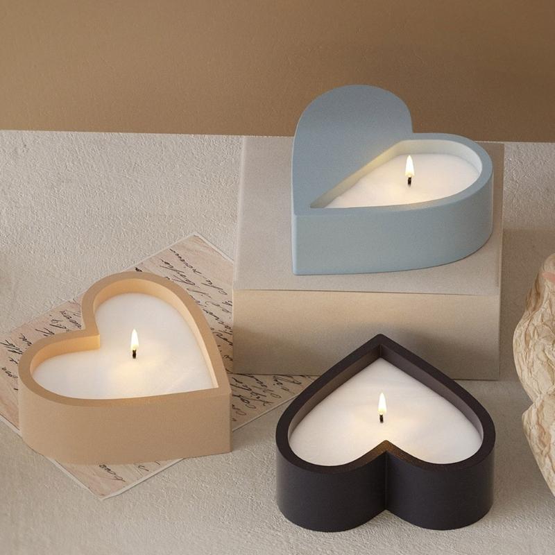 Creative Heart Shaped Silicone Mold Candle Cups and Planter Making Mould Epoxy Resin Candle Holder Decoration Mould