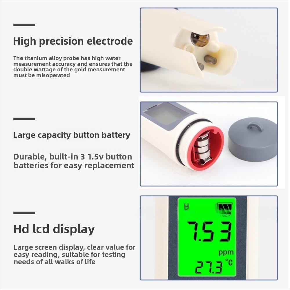 Backlit Display Water Quality Test Pen Multi-Parameter PH Meter Water Testing