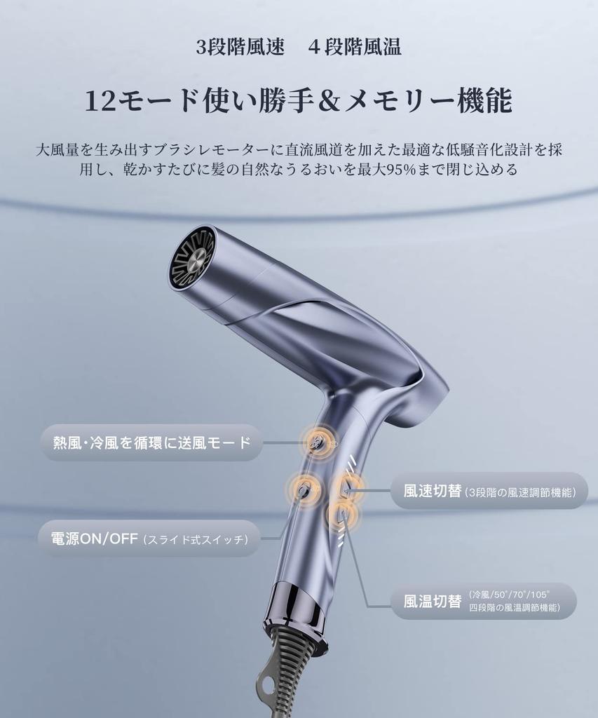 Llano Hair Large Air High Wind Salon Quick 21 Equipped with Neutralizing Ions Rhythm Heat Damage Ion High For Home Travel For PSE Does Not Include