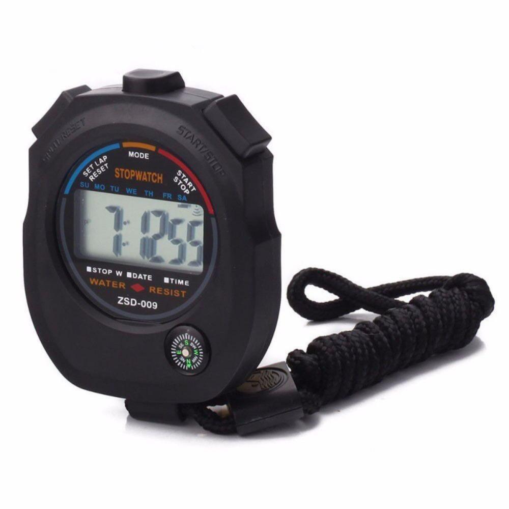 Professional LCD Sports Stopwatch Waterproof Training Timer Portable 24H Clock Watch