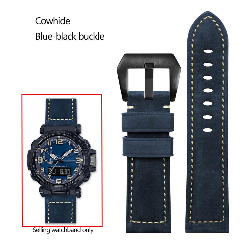 24mm Cowhide Frosted Italian Leather Watchband for Casio PROTREK Series PRG-600/PRG-650/PRW-6600 Outdoor Sports Bracelet Strap
