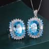 Jewelry Copper Plated Real Gold Real Topa Blue Jewelry Women'S Premium Set Main Stone 13 * 18