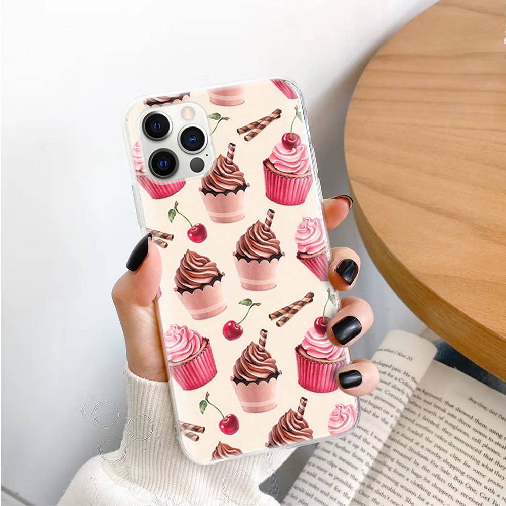 Чехол Cupcake TPU для iPhone XR 7 8 14 15 11 12 13 X XS Pro Max Xiaomi Redmi 13C Note 9 Samsung A22 S23 S24 Ultra Plus VIVO