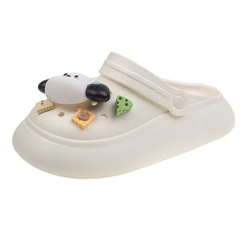 Летние новые милые мультяшные шлепанцы с отверстиями в виде щенков, платформа, сумка-голова, женские летние 2025, уличные туфли с отверстиями