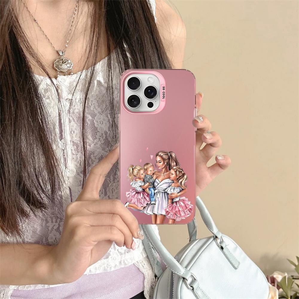 Чехол для телефона "Супер Папа Мама Малышка" для iPhone 16 15 14 13 12 11 Pro Max X XR XSMAX 8 7 Plus Матовый Ударопрочный Задний Чехол