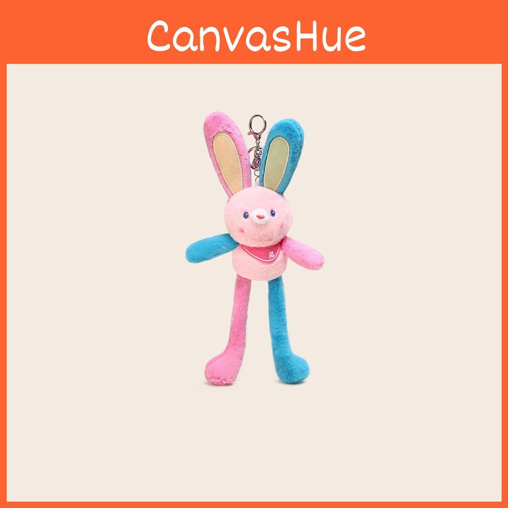 Cute Cartoon Color Blocked Rabbit Plush Toy Pendant With Ears Stretchable