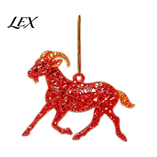 Lightweight Holiday Hanging Ornament Goat Christmas Tree Ornaments, Decorative 2D Flat Acrylic Party Decor Pendant for Home Decor, Festive Decorations