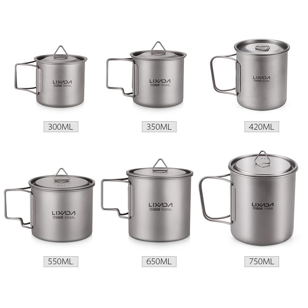 Сверхлегкая титановая чашка, портативная кружка для воды для кемпинга, пикника и складной ручки, 300 мл