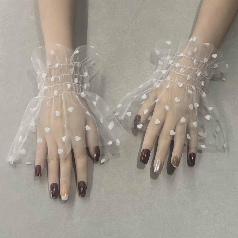 Идеальное Сочетание Элегантный Тонкий Кружевной Съемный Рукав-Клеш Сетчатый Эластичный Свитер Манжеты на Запястье Одежда Декоративный