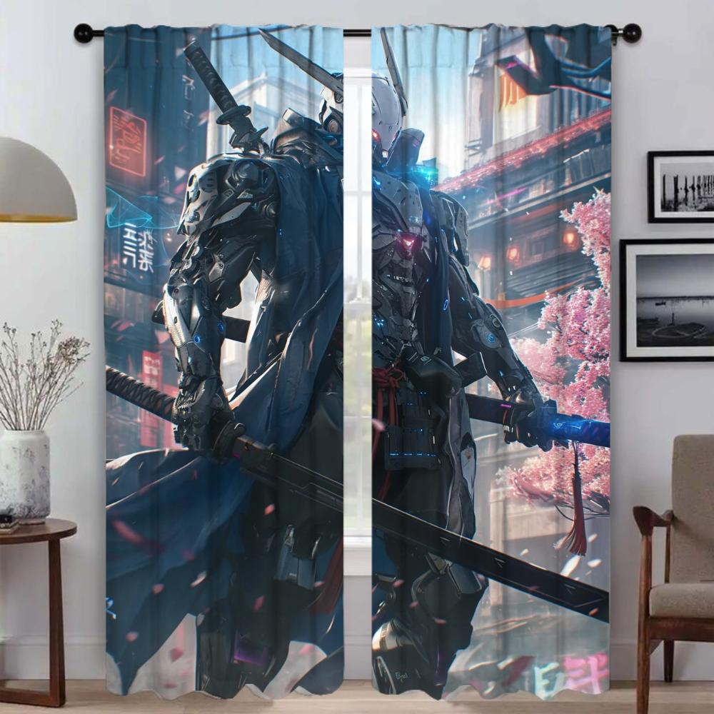No Twin Ghost Flame Kitchen Curtains for Living Room Curtain Home Interior Curtains 2 Pieces Shades Tulle for Bedroom Partition