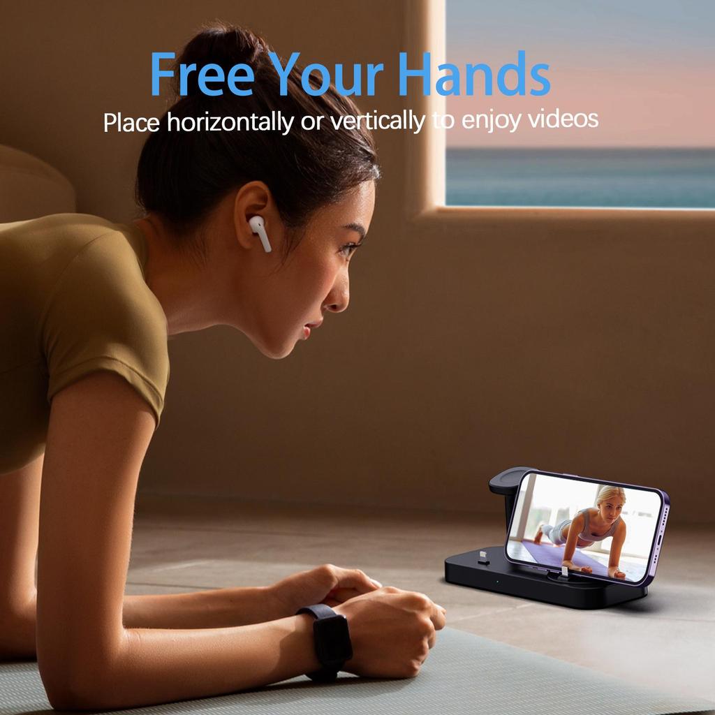 Rotatable Multi-Functional Desktop Charger for Apple, Samsung, and Watch
