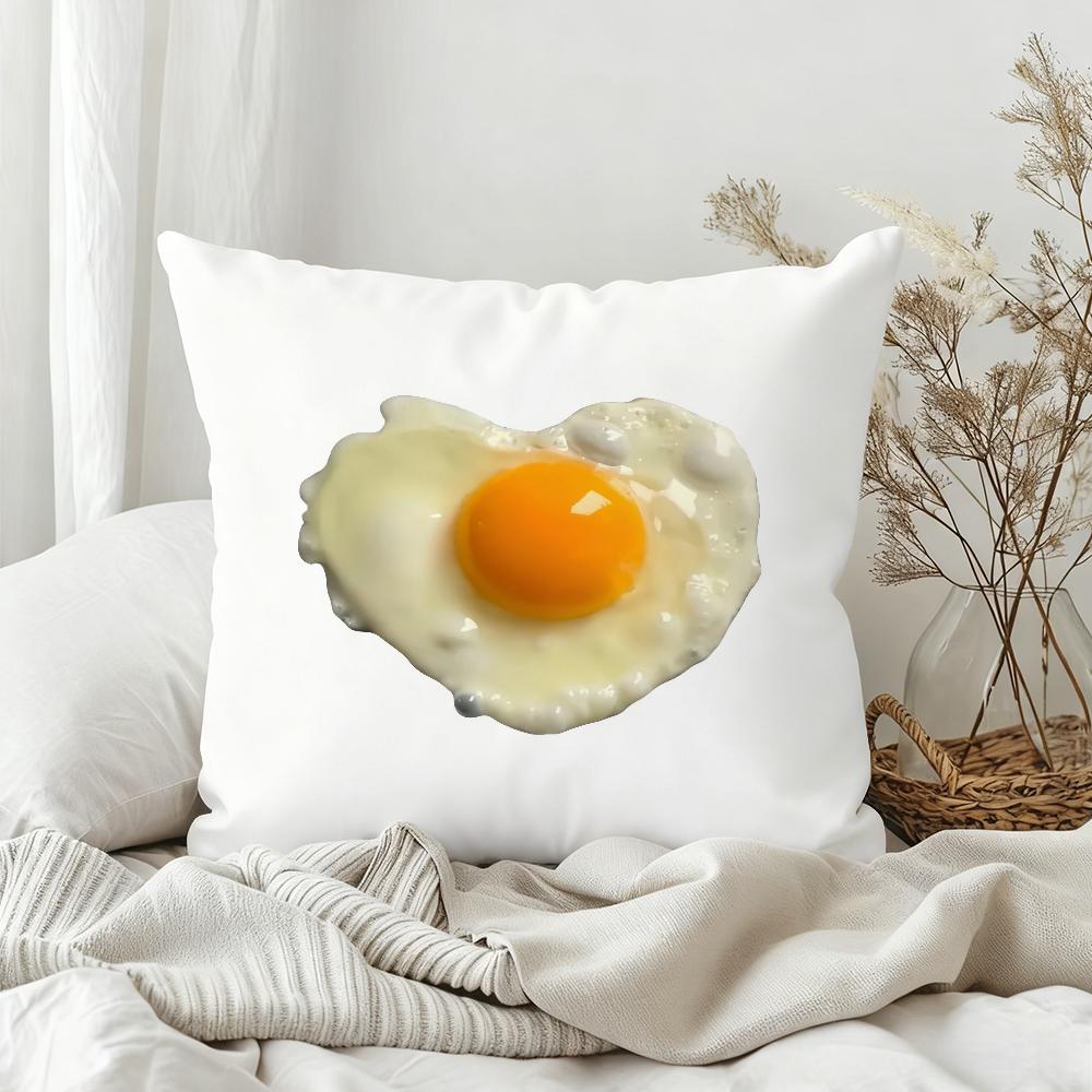 Fun Fried Egg Cute Pillow Case Bedroom Sofa Living Room Backrest Decoration Square Cushion Nap Time
