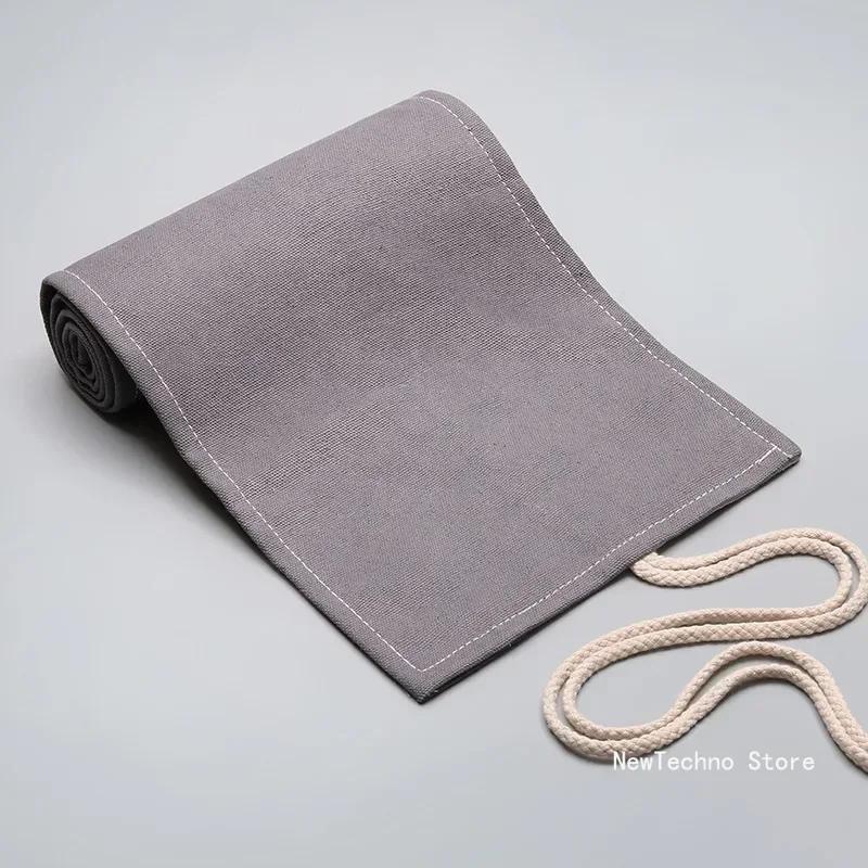 Canvas Roll Up Pen Curtain Case Pencil Bag Makeup Wrap Holder Storage Pouch School Supplies