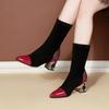 Fashion Women's Boots Fabric High Heel Autumn Sock Boots Women Fashion Zipper Pumps Pointed Toe Slip On All-match Single Boots Size35-40